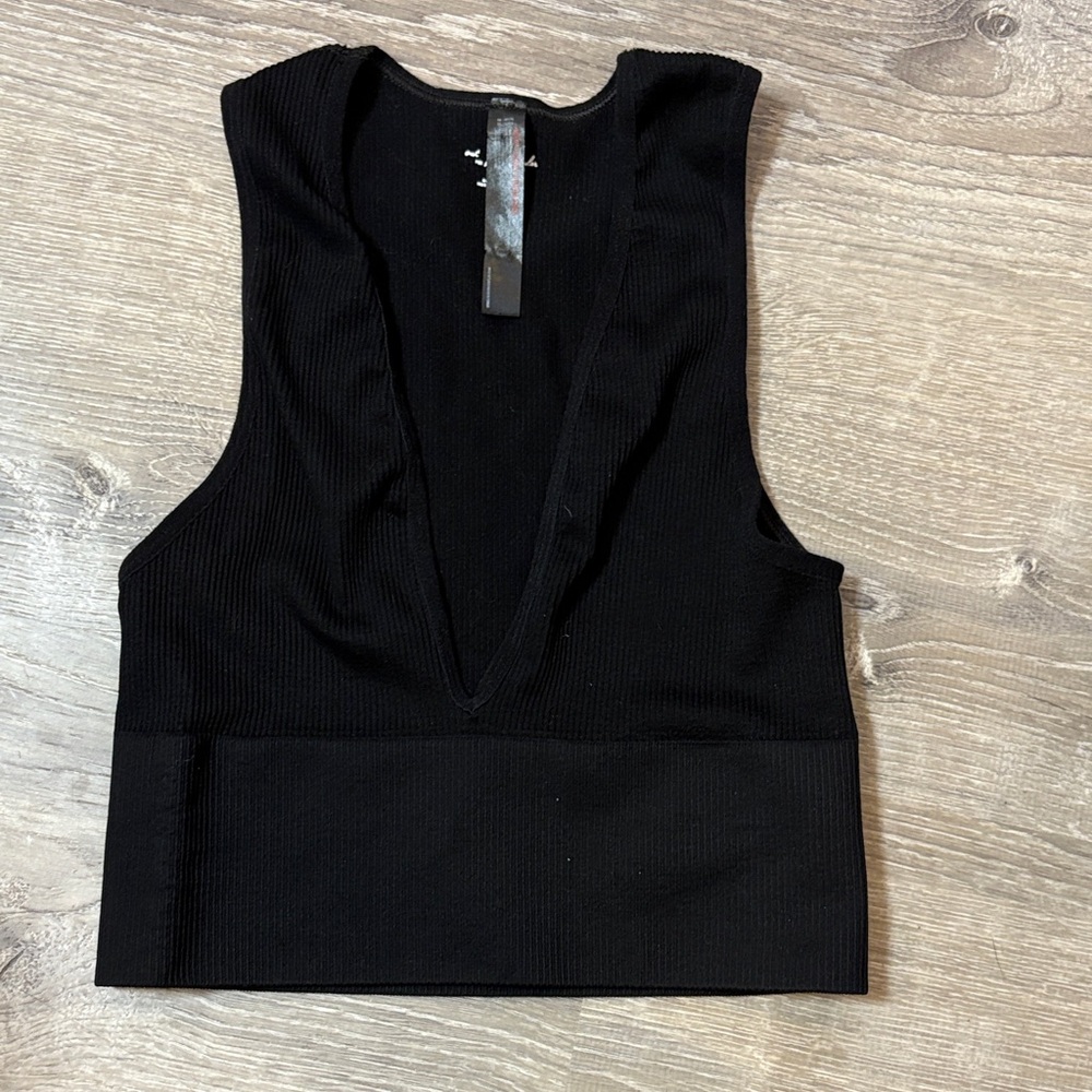 Urban Outfitters Black Deep V-Neck Crop Top